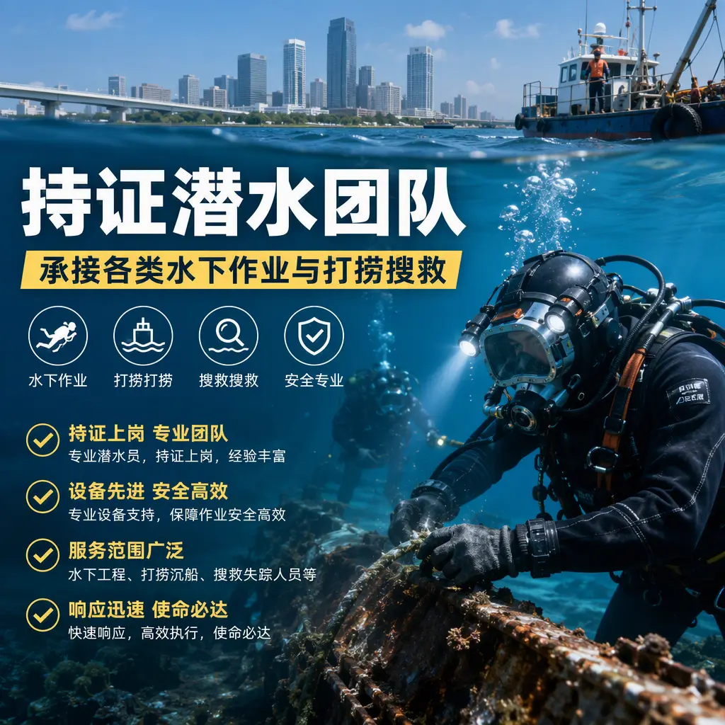 持证潜水团队，承接各类水下作业与打捞搜救囊谦